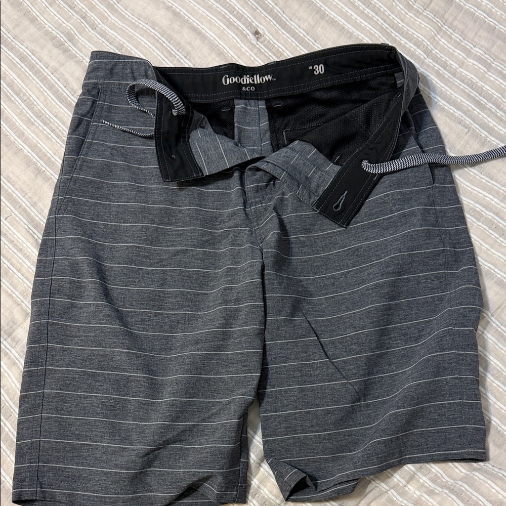 Goodfellow & Co Gray Pinstripe Swim Shorts